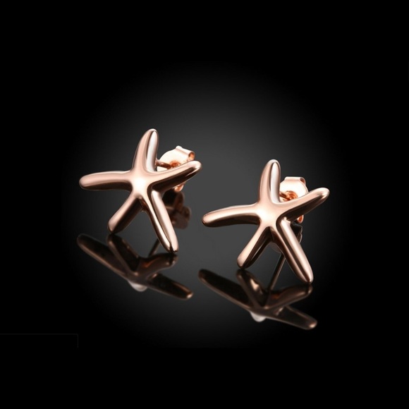 18k Rose Gold Filled Starfish Earrings - Picture 1 of 5
